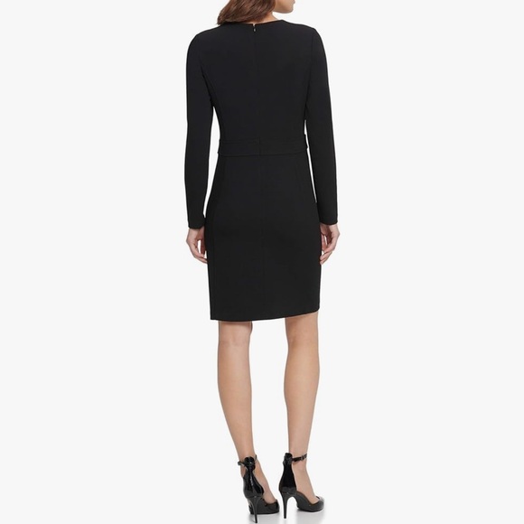 ☕️🖤🎬DKNY Elegant Black Dress with Gold Accents - Picture 7 of 9